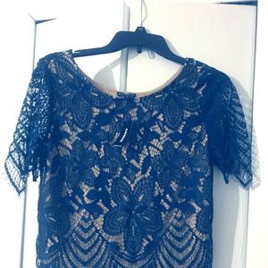 Express Women's Lacey Top Blue/Nude